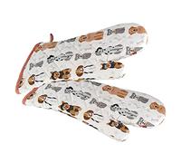SPOTTED DOG GIFT COMPANY Manoplas de Horno, Guantes de Cocina, Guantes de Horno Resistentes al Calor, 100% Algodón con Lindo Diseño de Perros, Regalos para Amantes de los Perros y Animales
