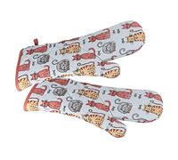 SPOTTED DOG GIFT COMPANY Manoplas de Horno, Guantes de Cocina, Guantes de Horno Resistentes al Calor, 100% Algodón con Lindo Gatos, Regalos para Amantes de los Gatos y Animales