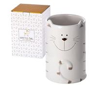 SPOTTED DOG GIFT COMPANY - Olla para utensilios de cocina de cerámica, lindo portautensilios de gato para herramientas de cocina y cubiertos, ideas de regalo para gatos amantes de 16 x 11 cm