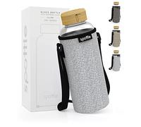 Spottle Botella de Agua de Vidrio con Funda de Neopreno, Botella de Borosilicato con Tapa de Rosca de Bambú - Apta para Lavavajillas, Adecuada para Todas las Bebidas, Libre de BPA, 1,5L