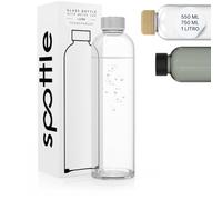 spottle Botella de Agua de Vidrio - Botella de Borosilicato, a Prueba de Fugas, Apta para Lavavajillas, Perfecta para Todo Tipo de Bebidas, 1L