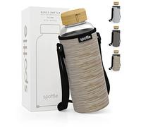 spottle Botella de Agua de Vidrio con Funda de Neopreno, Botella de Borosilicato con Tapa de Rosca de Bambú - Apta para Lavavajillas, Adecuada para Todas las Bebidas, Libre de BPA, 1,5L