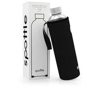 spottle® Botella de Cristal 1 Litro con Funda de Neopreno - Negro | Hermética, Sin BPA, Apta para Lavavajillas