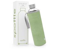 spottle Botella de vidrio con funda de neopreno | Borosilicato, libre de BPA | Apta para lavavajillas y todo tipo de bebidas, 1 L