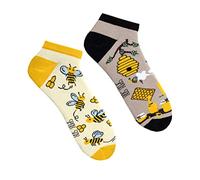 Spox Sox - calcetines cortos coloridos, calcetines tobilleros divertidos y extravagantes - un regalo divertido, 44-46, Abejas