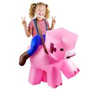 Spoyletto Disfraz inflable de cerdo rosa para Halloween para niños de 1,2 a 1,4 m, disfraz de secuestro para adolescentes, disfraz inflable divertido para fiestas de cosplay y espectáculos infantiles