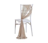 SPPEOUKJ 10/50PCS Chiffon Chair Sashes Cover Aisle Decorations Draping Fabric Wrinkle-Free with Tie For Party Wedding Decorate Banquet(Light Brown,50pcs)