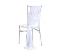 SPPEOUKJ 10/50PCS Chiffon Chair Sashes Cover Aisle Decorations Draping Fabric Wrinkle-Free with Tie For Party Wedding Decorate Banquet(White,10 pcs)