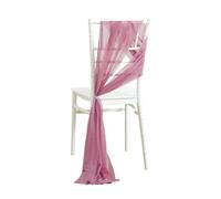 SPPEOUKJ 10/50PCS Chiffon Chair Sashes Cover Aisle Decorations Draping Fabric Wrinkle-Free with Tie For Party Wedding Decorate Banquet(Rubber Powder,10 pcs)