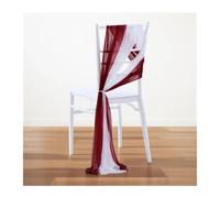 SPPEOUKJ 10/50PCS Chiffon Chair Sashes Wedding Chair Decoration For Wedding Aisle Decorations Party Banquet Event Baby Shower 17x250cm(Burgundy and White,10 pcs)