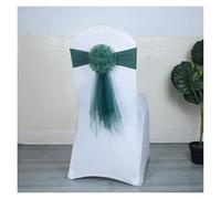 SPPEOUKJ 10PCS Wedding Decoration Elegant Long Tail Chair Sashes For Hotel Banquet Elastic Chair Back Flowers with Bow Tie Birthday Party(Green2)