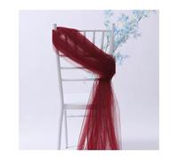 SPPEOUKJ 6 Pcs ×2 Meter Chair Sashes Tulle Roll Decor White Organza Gauze Sheer Yarn Fabric For Birthday Party Wedding Events Decorations(Wine Red)