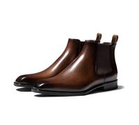 SPPEOUKJ Botas Chelsea for hombre, botines de PU con cabeza cuadrada, botas cortas informales de negocios for hombre, zapatos de cuero hechos a mano(Dark Brown,43(EU-41.5))