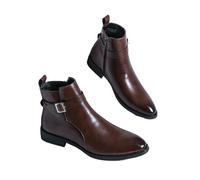 SPPEOUKJ Botas de cuero sencillas y atmosféricas for negocios y ocio, botas Chelsea for hombre, zapatos de cuero suaves y versátiles for hombre.(Brown,47)