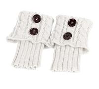 SPPEOUKJ Calentadores de tobillo de lana con botones y trenzas for mujer, cubrepiés cortos, calcetines de invierno acogedores, accesorios de punto for otoño(White,10Pairs)