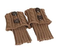 SPPEOUKJ Calentadores de tobillo de lana con botones y trenzas for mujer, cubrepiés cortos, calcetines de invierno acogedores, accesorios de punto for otoño(Khaki,3Pairs)