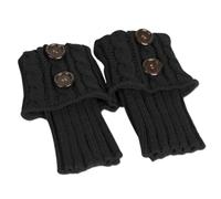 SPPEOUKJ Calentadores de tobillo de lana con botones y trenzas for mujer, cubrepiés cortos, calcetines de invierno acogedores, accesorios de punto for otoño(Black,3Pairs)