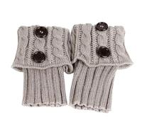 SPPEOUKJ Calentadores de tobillo de lana con botones y trenzas for mujer, cubrepiés cortos, calcetines de invierno acogedores, accesorios de punto for otoño(Grey,3Pairs)
