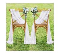 SPPEOUKJ Chiffon Chair Sashes Wedding Chair Decoration Set of 2 For Party Banquet Event Baby Shower Ceremony Aisle Chairs Decors，30x300cm(White)
