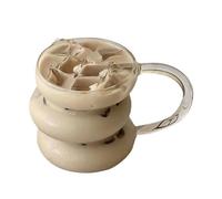 SPPEOUKJ Clear Creative Drinking Glasses ice coffee glasses clear Wave Bubble milk tea cup juice beverage cups cocktail glasses 430ml(With handle)