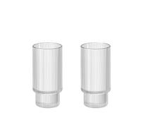 SPPEOUKJ Coffee Glass Cups Stackable Glassware Stripe Simple Transparent Cocktail Bar Beverages Soda Milk Juice Drink Mugs Cup Drinkware(380ml 2pcs)