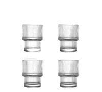 SPPEOUKJ Coffee Glass Cups Stackable Glassware Stripe Simple Transparent Cocktail Bar Beverages Soda Milk Juice Drink Mugs Cup Drinkware(200ml 4pcs)
