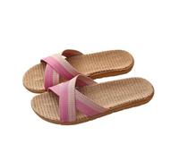 SPPEOUKJ Pantuflas Mujer Verano Couples' Home Sticky Linen Non Slip Indoor Home Bathroom Sandals Women's Floor Slippers Women's Linen Slippers Para Mujer(Pink,37)