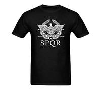 SPQR Eagle Rome Latin Cool Retro T Shirt Men Funny Short Sleeve O Neck Cotton Shirt Black XXL