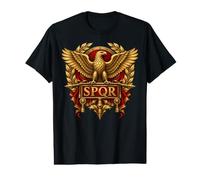 SPQR - Emblema de la Legión de Águila Romana con Corona de Laurel Camiseta gráfica económica