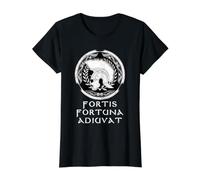 SPQR Fortis Fortuna Adiuvat Casco de Centurion Romano Camiseta gráfica económica, Mujer, Negro, S