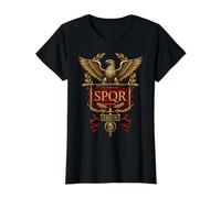 SPQR Leg-X Águila Romana Estándar de la Legión Camiseta gráfica económica, Mujer, Negro, S