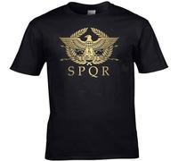 SPQR Roman Empire Metallic Gold Eagle Historical Men's T-Shirt M