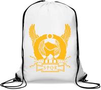 SPQR - Saco de gimnasio con diseño de águila amarilla del imperio romano, color blanco, White, Talla única
