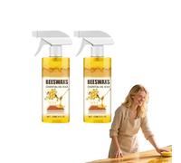 Spray abrillantador de madera con cera de abeja - Spray abrillantador de muebles con cera de abeja natural - Aerosol de cera para madera, aceite esencial de abeja, protección y cuidado (2 piezas)