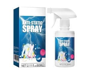 Spray Antiestático Para Ropa,Spray Antiarrugas Ropa con Efecto Antiestático, Reduce la Carga Estática,Reduce La Electricidad Estática En Ropa, Persianas, Muebles, Alfombras Y Coches,60ML