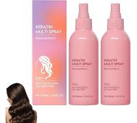 Spray capilar de queratina 5 en 1, acondicionador sin enjuague hidratante instantáneo, cuidado alisador con queratina, suaviza y nutre todo tipo de cabello. (2 Pcs)
