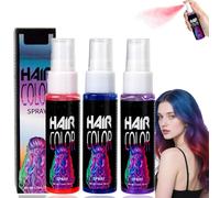 Spray colorante temporal para el cabello en 3 colores, peinado instantáneo para cosplay, tinte de colores vivos para niños y adultos, para cosplay, bailes de graduación, fiestas (A)