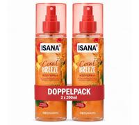 Spray corporal Coral Breeze 2 x 100 ml, aroma afrutado a piña y melón con brillo dorado, para mujer (Isana)