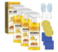 Spray de Cera de Abejas para Madera | Limpiador y Abrillantador de Muebles | Pulimento Natural con Cera de Abejas para Suelos, Armarios y Mueble de Salón | Incluye Esponja y Paño (3pcs, /, /)
