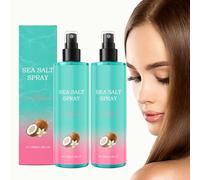 Spray de sal marina para texturizar el cabello, spray de agua salada con aroma a coco para dar volumen y rizado ondulado, niebla hidratante sin acondicionador para mujeres y hombres (2 unidades)