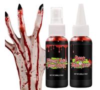 Spray de sangre falsa, juego de sangre falsa - 2X Sangre líquida de Halloween,Sangre lavable aterradora, pintura facial realista para Halloween, maquillaje, cosplay, escenario, película de terror