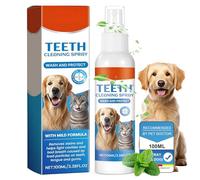 Spray dental para perros y gatos 100 ml, Con menta refrescante, ayuda a mantener la higiene bucal y a mejorar el aliento, reducir la formación de sarro, sin cepillado
