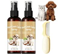 Spray desenredante sin Esfuerzo para Pelo de Mascotas, Spray para el Cuidado del Pelo de Mascotas, removedor de enredos, Pelaje Brillante, acondicionador sin Enjuague para Perros y Gatos (2 Set)