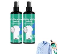Spray eliminador de arrugas instantáneo para ropa - Spray alisador de tejidos y antiestático, sin necesidad planchar, Refrescante acción rápida para prendas, camisas ropa cama, tamaño viaje (2PC-A)