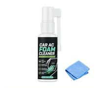 Spray limpiador de espuma para aire acondicionado de coche con tubo de boquilla extendida y toalla de limpieza, espuma autoadherente de 60 ml para evaporador de ventilación de coche, eliminación de