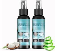 Spray limpiador de lentes, limpiador de gafas antirayas para gafas de sol Lentes de cámara y pantallas Seguro para superficies recubiertas Kit de eliminación y limpieza de arañazos (2Piezas)