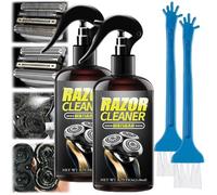 Spray limpiador universal y eficaz para máquinas de afeitar eléctricas, limpiador de cuchillas con cepillo, para limpiar, lubricar y decir adiós a las máquinas de afeitar obstruidas (2pcs)