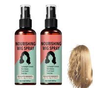 Spray nutritivo ligero para pelucas (sin aclarado), spray hidratante premium para el cuidado de pelucas, suaviza y alisa fibras secas, encrespadas o dañadas; desenredante (2 piezas)