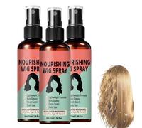 Spray nutritivo ligero para pelucas (sin aclarado), spray hidratante premium para el cuidado de pelucas, suaviza y alisa fibras secas, encrespadas o dañadas; desenredante (3 piezas)