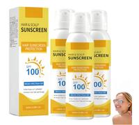 Spray protector solar SPF 100 para cabello y cuero cabelludo; bruma de protección UV de amplio espectro; spray ligero y no graso que evita la pérdida de color y el daño solar; 100 ml (3Piezas)